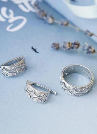 Серебряное кольцо восточный узор с камнями3 фото