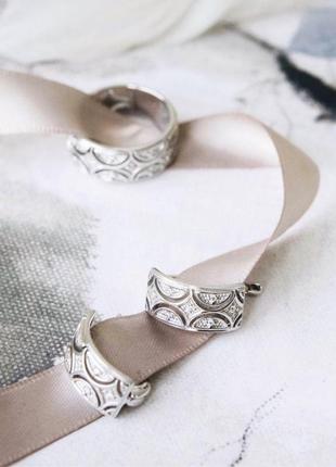 Срібні сережки східний візерунок з камінням4 фото