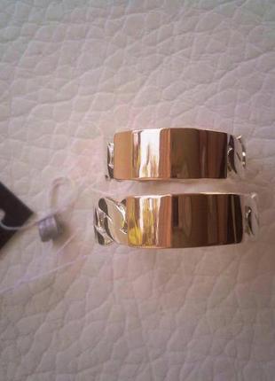 (пара) серебряные обручальные кольца с золотыми вставками3 фото