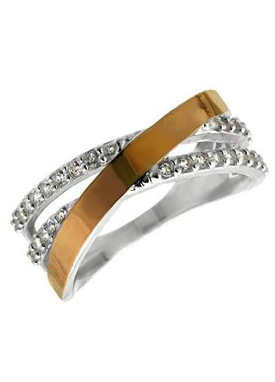 Женское серебряное кольцо наоми с золотой вставкой  046к