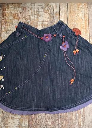 Джинсова спідниця з пояском на дівчинку 5 років