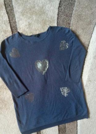Туника с сердечками джемпер тонкий свитерок