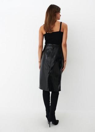 Юбка юбка-миди из эко кожи модная стильная высокая посадка2 фото