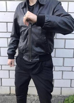 Кожаная куртка redskins бомбер натуральная кожа стильная актуальная тренд2 фото