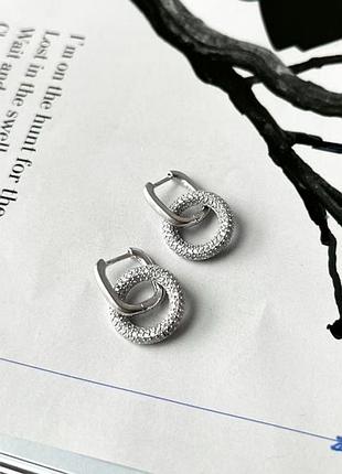 Срібні сережки з фіанітами