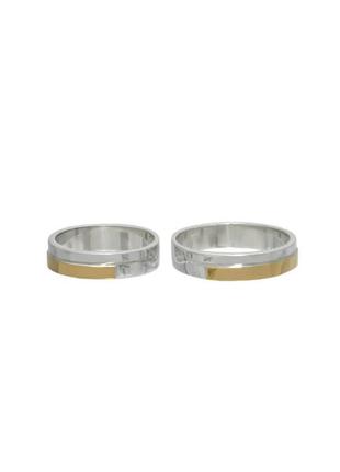 (пара) серебряные обручальные кольца с золотыми вставками2 фото