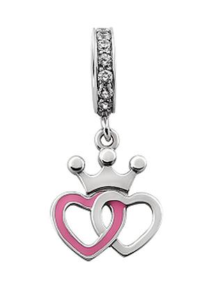 Шарм срібний з сердечками