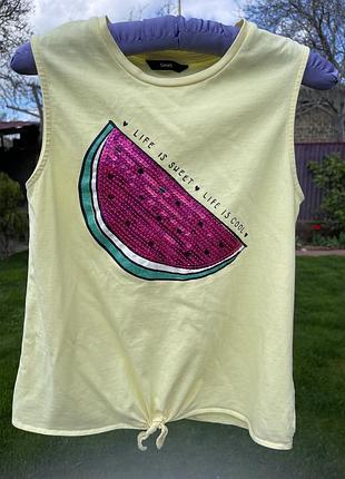 Майка с арбузом из пайеток паеток