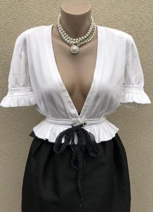 Вінтажна блуза на зав’язках з коротким рукавом