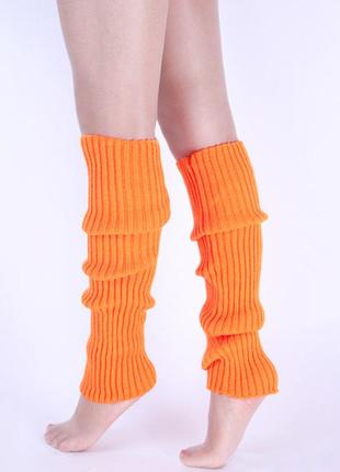 Гетри помаранчеві танцювальні 40см в'язані кислотні яскраві гетри до коліна для літнього образу
