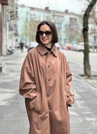 Плащ бавовняний оверсайз вiд uniqlo коричневий