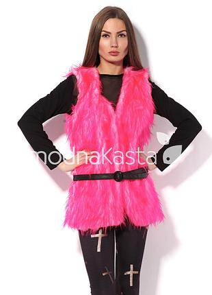 Бомбейська рожево-малинова хутряна жилетка
