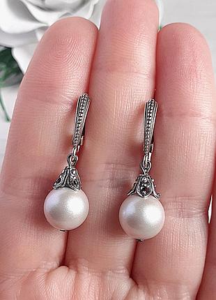 Серьги с жемчугом сваровски