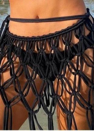 Парео макраме пляжна спідниця сукня туніка макраме платье юбка шаль купальник бикини монокини шорты1 фото