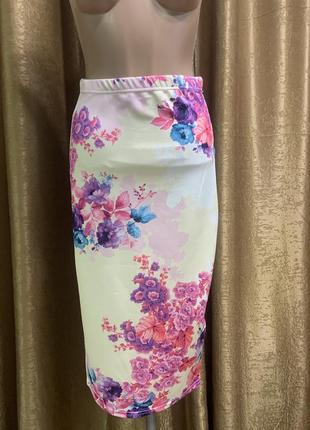 Нежная юбка карандаш misslook с цветочным принтом англия размер 10/ m1 фото