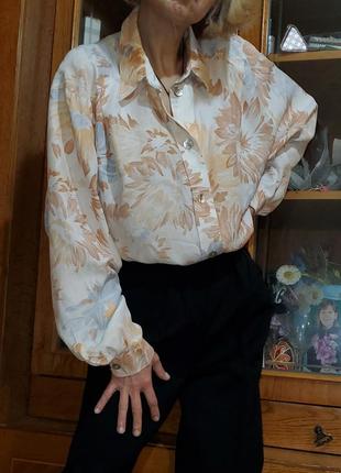 Винтажная шикарная блуза акварель yessica оверсайз винтаж, свободного покроя