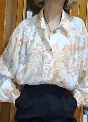 Винтажная шикарная блуза акварель yessica оверсайз винтаж, свободного покроя4 фото
