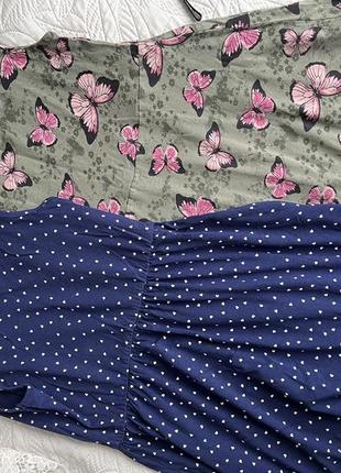 Летнее платье с бабочками оливковое с розовыми бабочками. красивое летнее легкое платье хаки с бабочками 8-10р6 фото