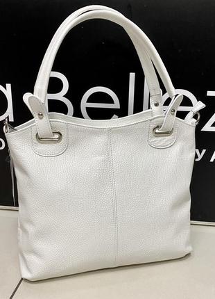 Сумка біла шкіряна сумка жіноча біла італійська сумка біла