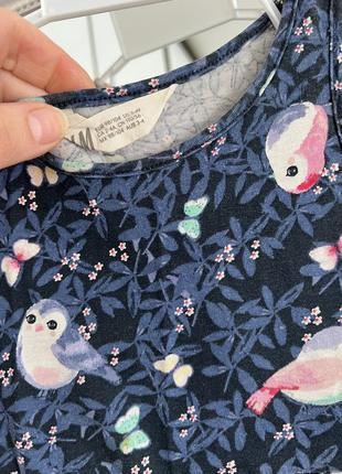 Ніжна бавовняна літня сукня з пташками та метеликами. літня сукня з фламінго та квітами 2-...