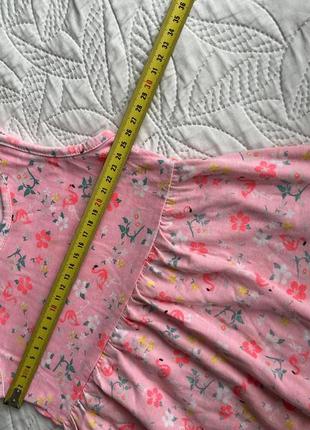 Ніжна бавовняна літня сукня з пташками та метеликами. літня сукня з фламінго та квітами 2-...