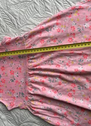 Ніжна бавовняна літня сукня з пташками та метеликами. літня сукня з фламінго та квітами 2-...