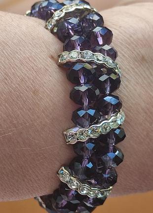 Чарівний бузковий браслет з чешського скла