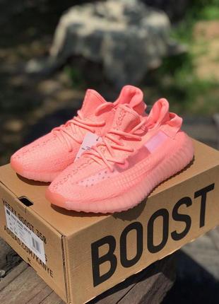 Яркие кроссовки adidas yeezy 350 “coral” в коралловом цвете (весна-лето-осень)😍1 фото