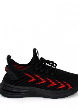 Мужские черно-красные трикотажные кроссовки