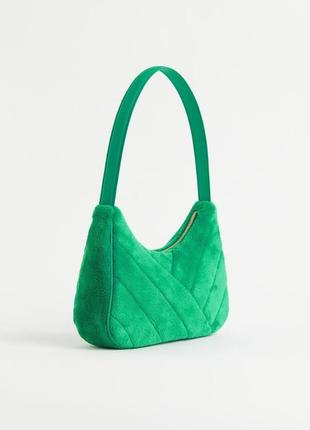 Нова стильна сумочка теді від h&m, хутряна яскрава зелена сумка, плюшева сумочка (бірка!)7 фото