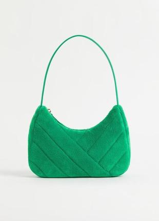 Нова стильна сумочка теді від h&m, хутряна яскрава зелена сумка, плюшева сумочка (бірка!)