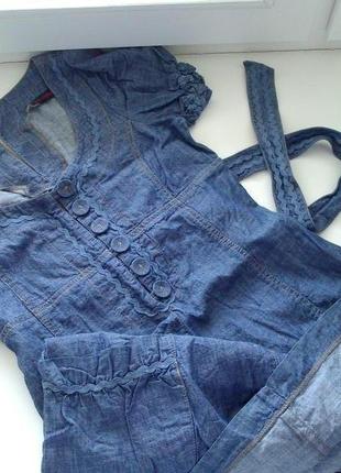 32-34р. джинсовое платье с поясом miss selfridge4 фото