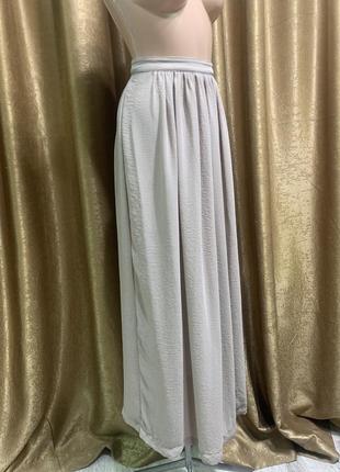 Длинная пудровая бежевая шифоновая юбка h&m, размер 34/xs индия3 фото