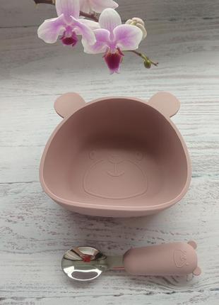Набір дитячого посуду ведмедик силіконовий посуд для дітей дитячий силіконовий посуд4 фото