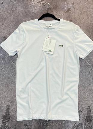 Мужская белая футболка lacoste / качественные брендовые футболки лакоста для мужчин