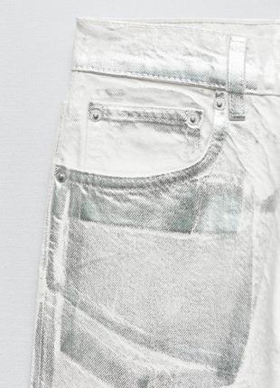 Джинсы брюки серебряные с напылением zara6 фото