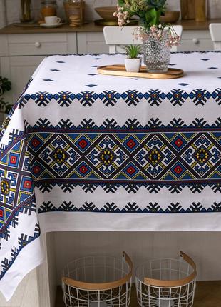 Скатертина традиція 110х150 см (кухонний стіл) орнамент синій