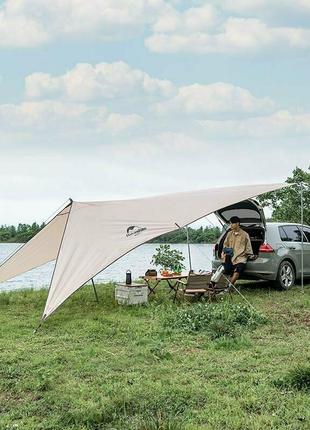 Тент для кемпінгу naturehike car rear canopy nh21tm001, 590*340 см, золотий (з трьома стійками)