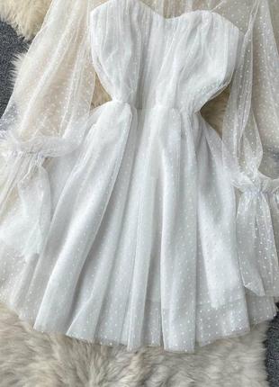 Елегантна, ніжна сукня в дрібний горошок6 фото