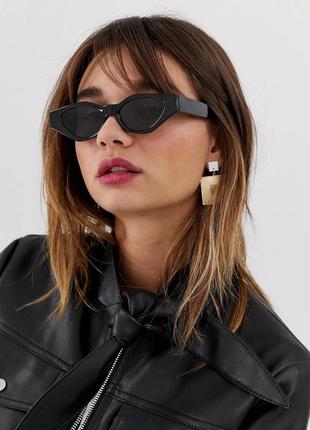 Черные стильные солнцезащитные очки кошачий глаз asos, очки кошечки,очки 90х