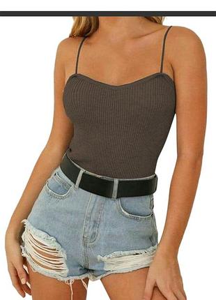 Бодік шоколадного кольору в рубчик h&m p.m