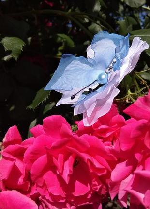 Красивые нежные бабочки ручной работы  из шифона и атласных лент2 фото