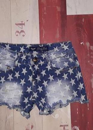 Крутанские джинсовые шорты в звезды black bat размер s