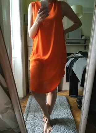 Новое яркое оранжевое миди платье 100% вискоза 10-12-143 фото