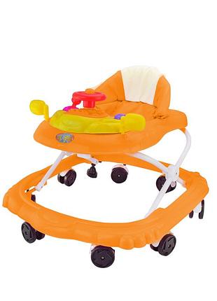 Ходунки детские с погремушками bw0205 4 положения высоты (оранжевый)
