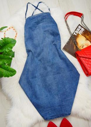Суперовое джинсовое мини платье открытая спинка