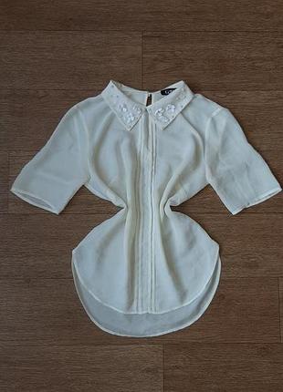 Блузка шифоновая с расшитым воротником