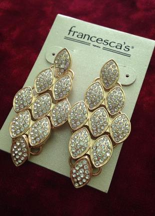 Великі брендові сережки francesca's з камінням1 фото
