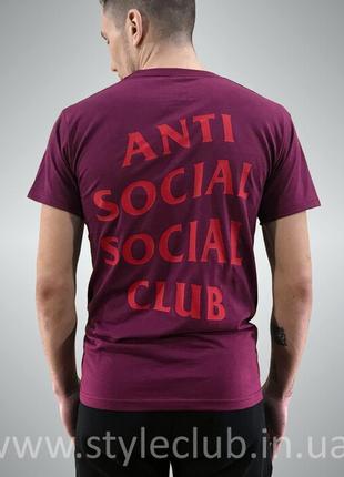 Футболка assc бірка anti social social club бордова