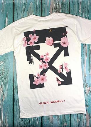 Футболка біла - off-white sakura • ориг бірки xs